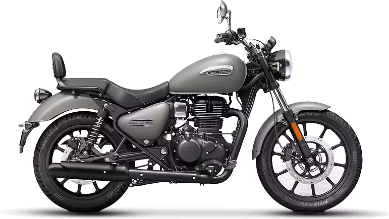 Royal Enfield Meteor 350, front three quarter view, Stellar Matt Grey