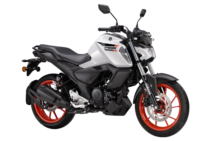 Yamaha FZS V4, front three quarter view, Ice Fluo   Vermillion