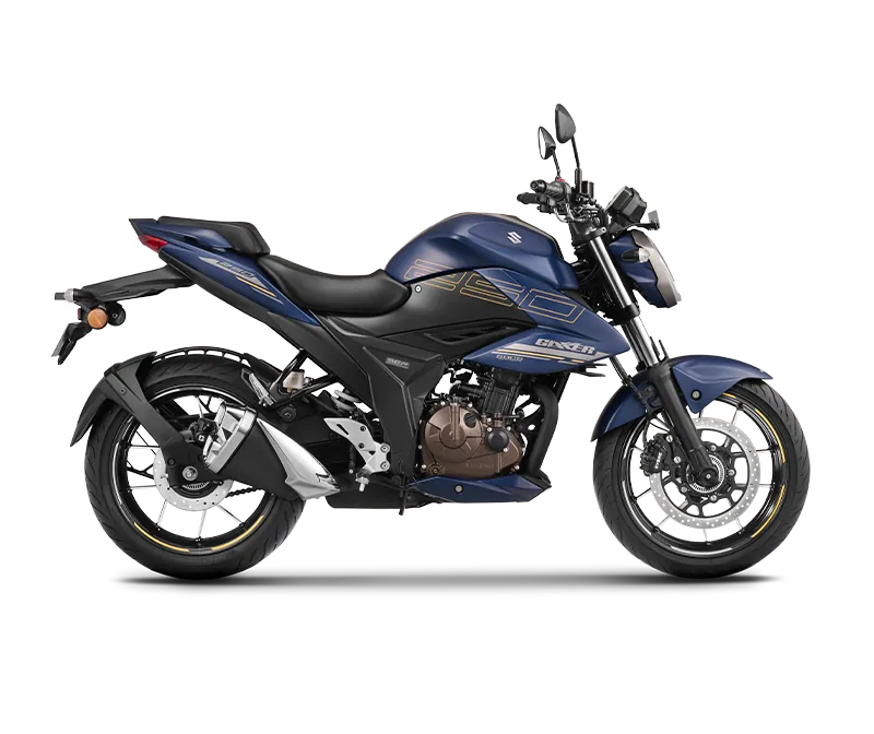 Suzuki Gixxer 250, front three quarter view, MATT BLUE