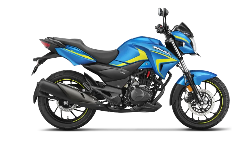 Hero Hunk 150R, front three quarter view, Techno Blue