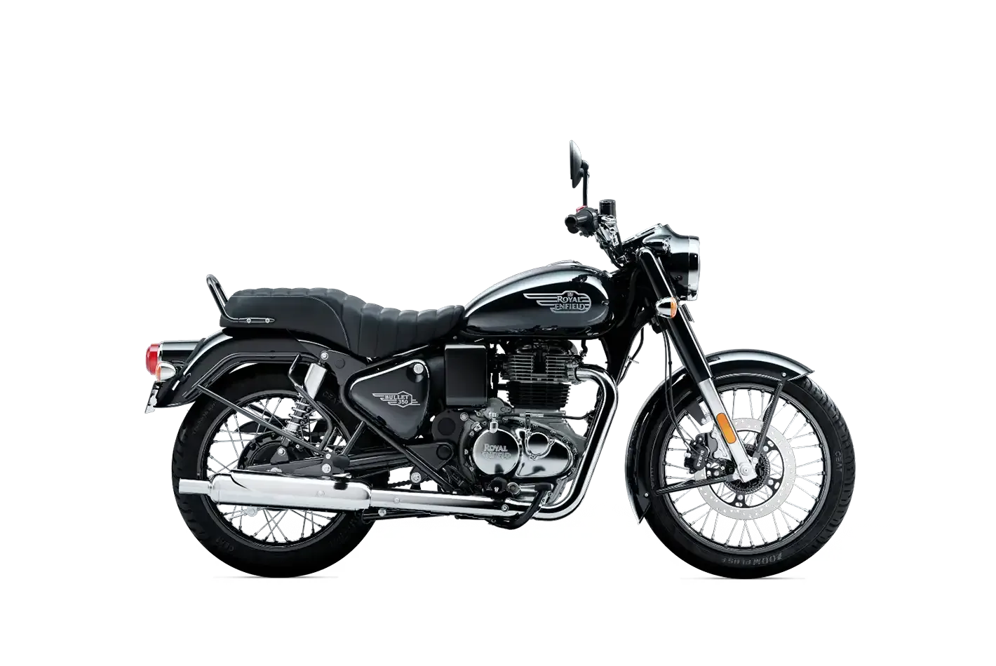 Royal Enfield Bullet 350, front three quarter view, Military Black