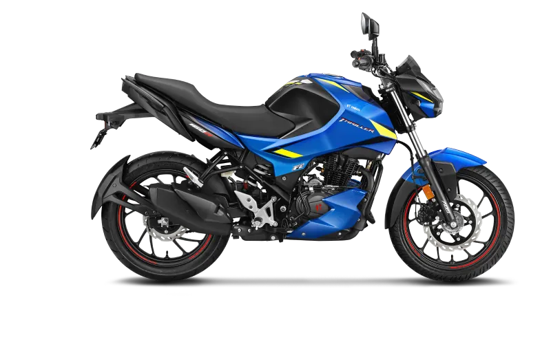 Hero Thriller 160R, front three quarter view, Vibrant Blue