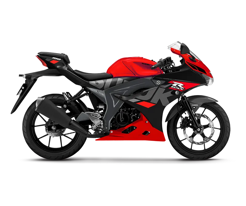 Suzuki GSX-R150, front three quarter view, RED/BLACK