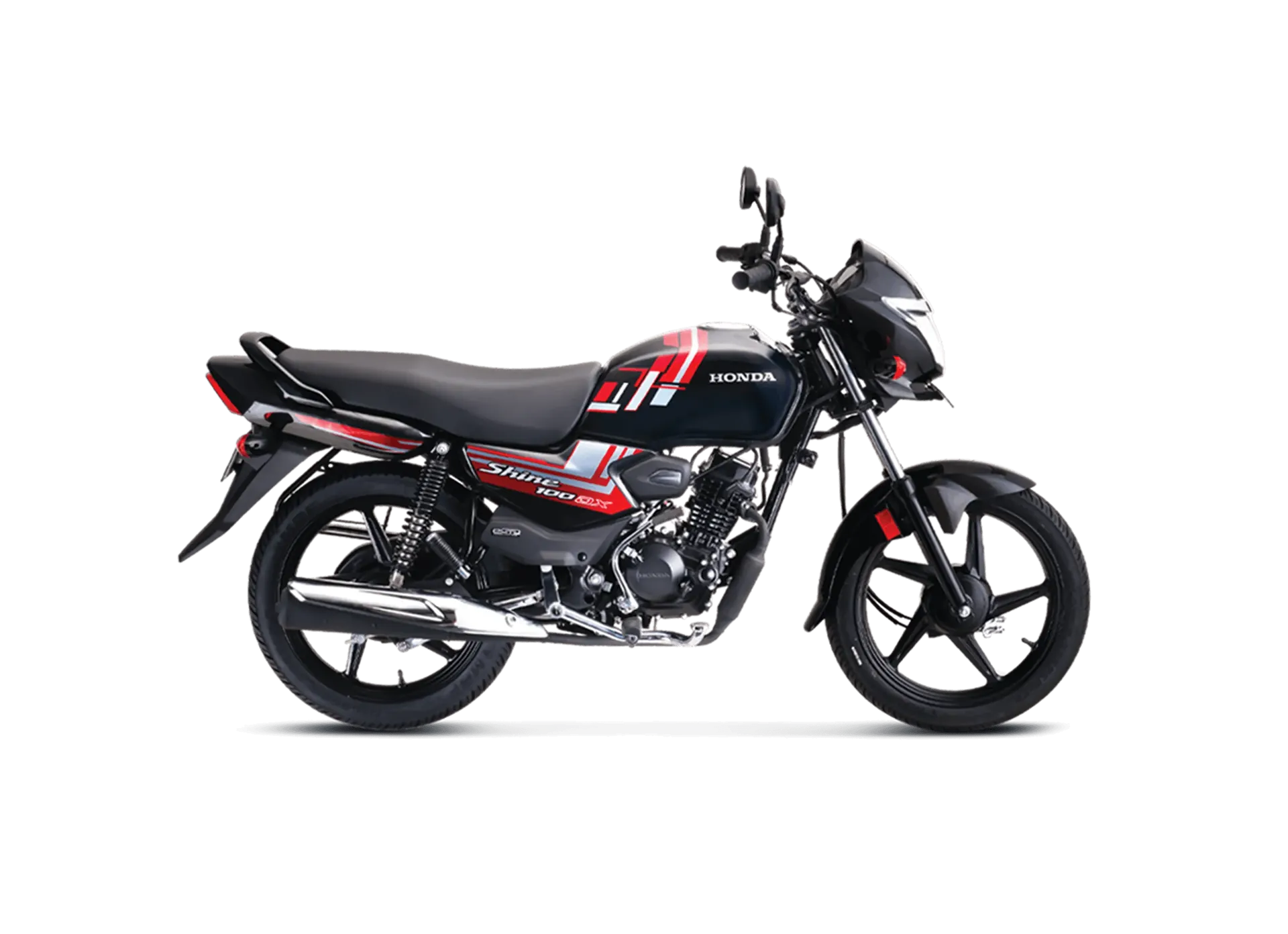 Honda Shine 100 DX, front three quarter view, Black