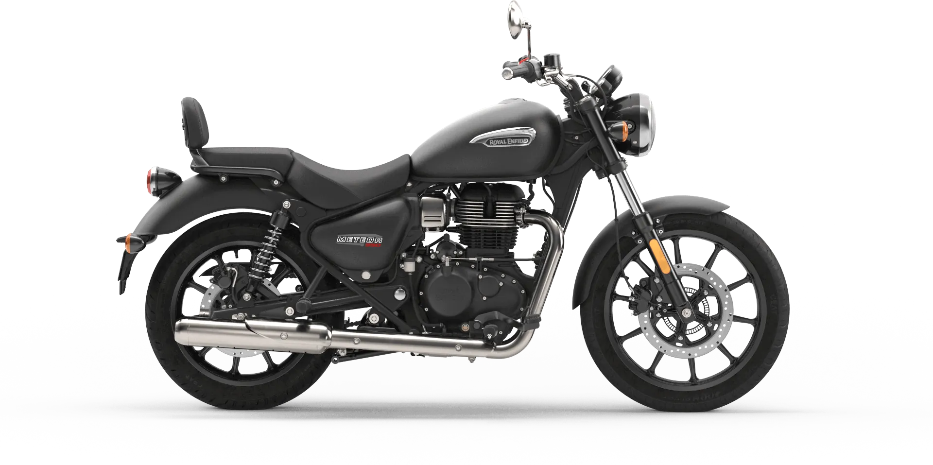 Royal Enfield Meteor 350, front three quarter view, Stellar Black