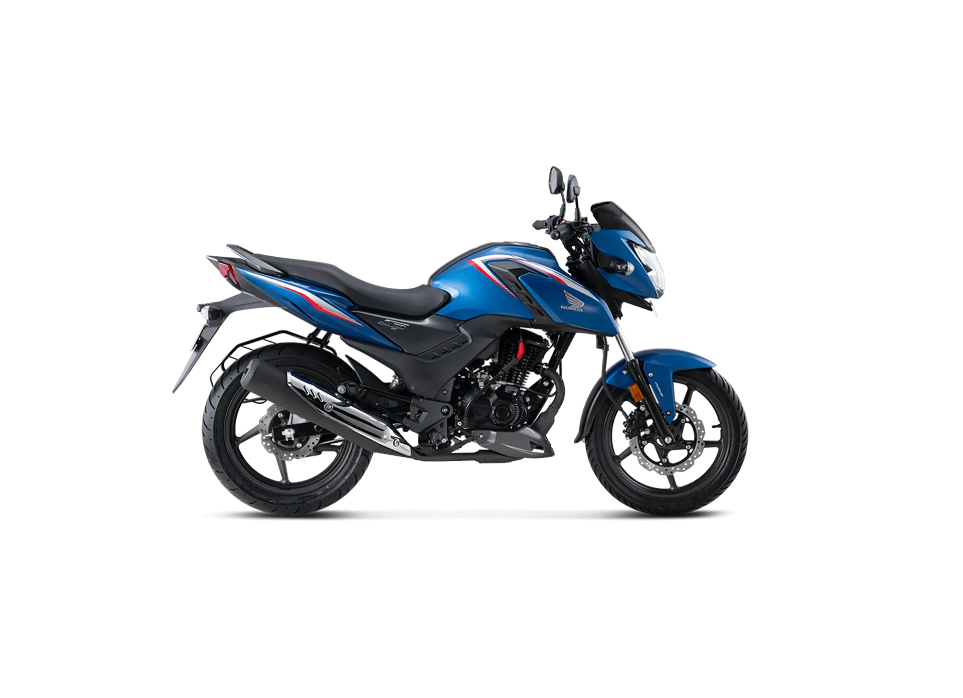 Honda SP160, front three quarter view, Matte Marvel Blue Metallic